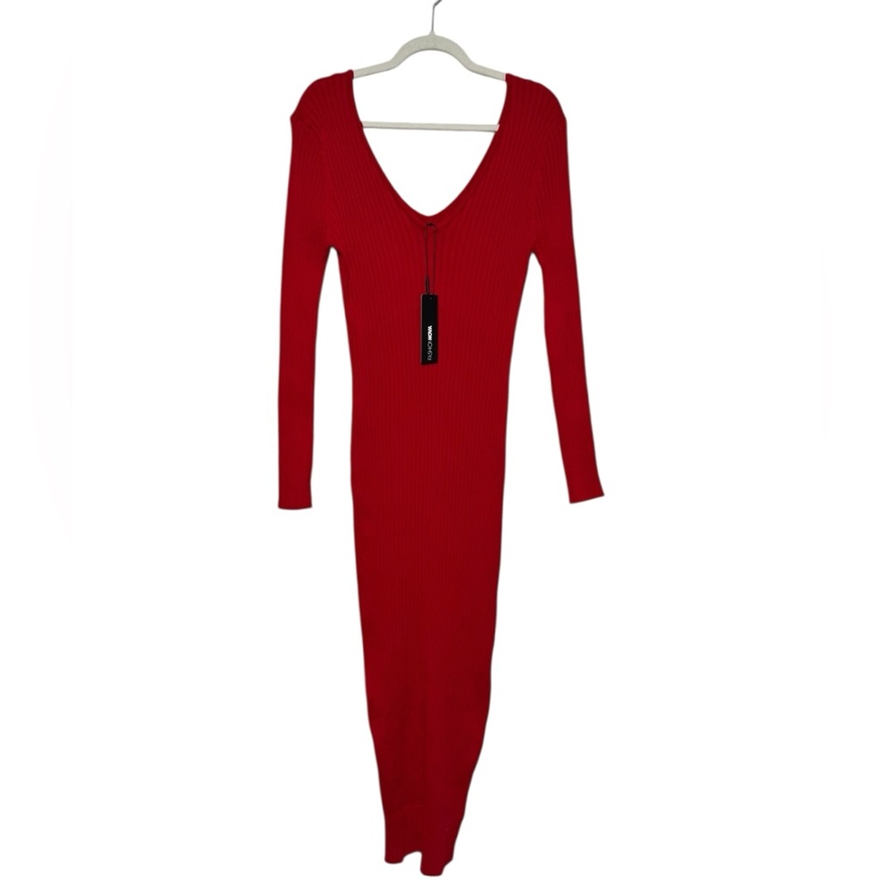 Fashion Nova‎ NWT Red Ribbed Knot Maxi Sweater Dress Size 3X Christmas Hiliday
